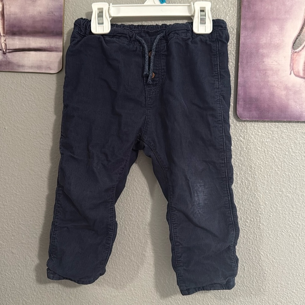 H&M 18 months fully cotton lined corduroy pants baby boy navy blue used